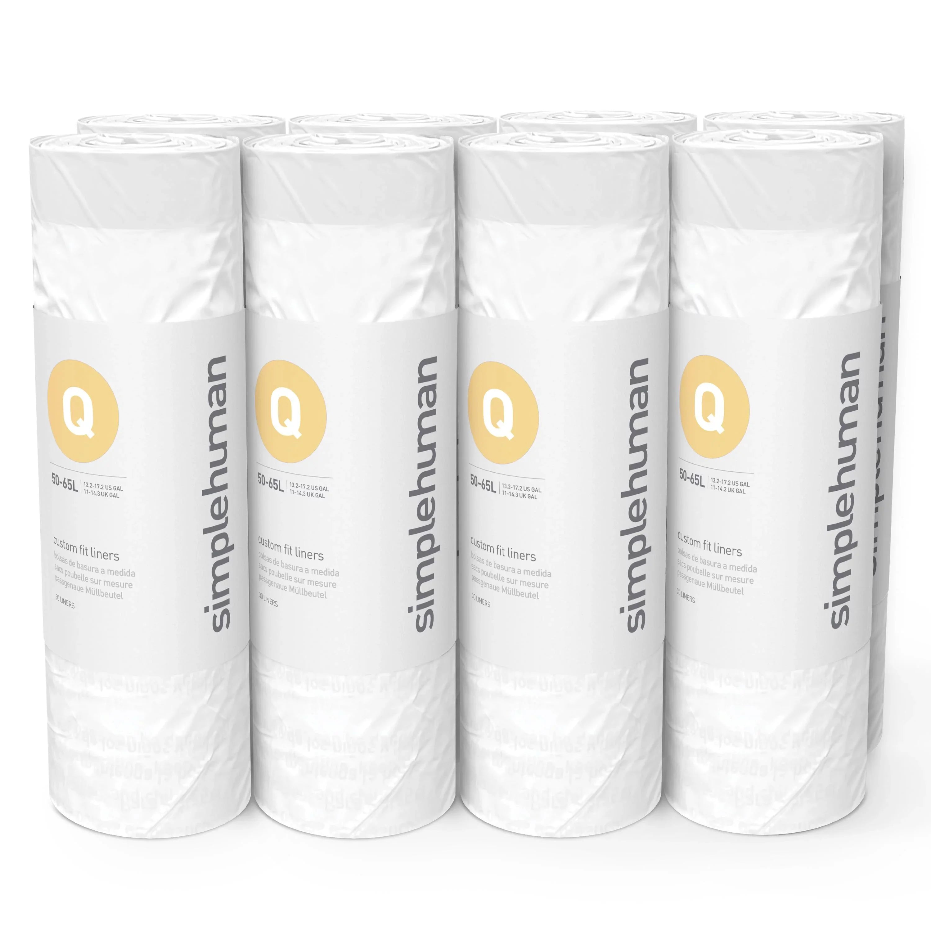 Trash Drawstring Gallon, Code Liter Bags, 240 Q simplehuman Fit 13-17 / Pack, 50-65 Roll Custom White
