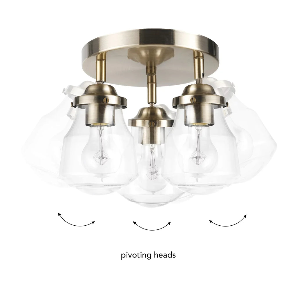 Included, Electric Light 3-Light Shades, Antique Globe 59761 Gerard Canopy Clear Glass Lighting Track Brass Bulbs with