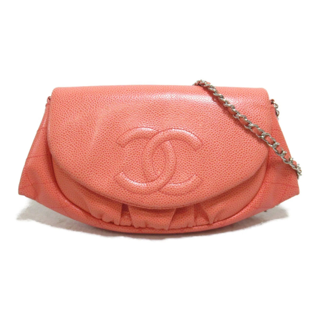 CHANEL wallet (Grained Chain Pre-Owned Calf) (Good) Caviar Skin Pink