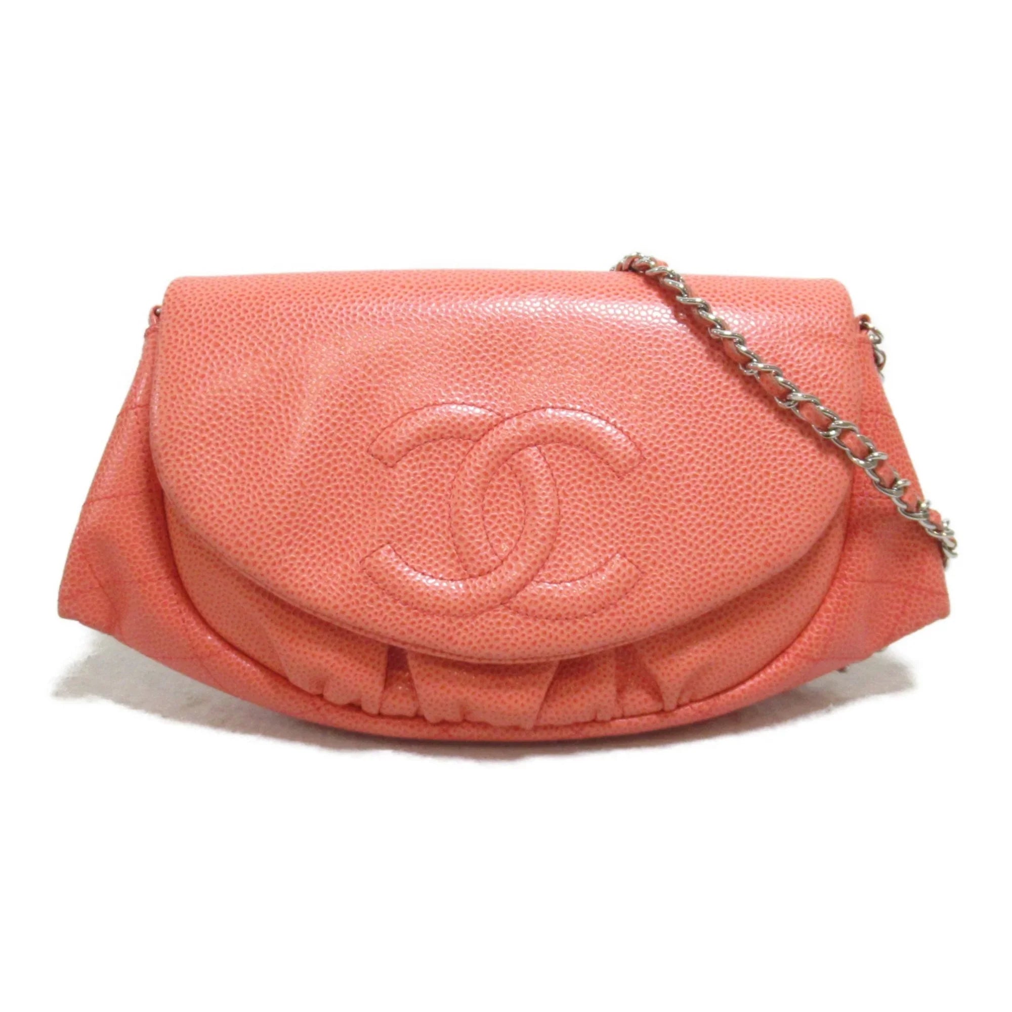 CHANEL wallet (Grained Chain Pre-Owned Calf) (Good) Caviar Skin Pink