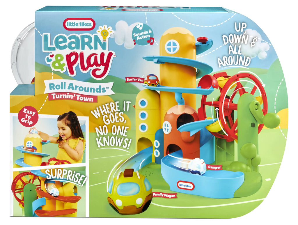 18 Months Learn Roll and Ages Little Playset Up & Play Toy Arounds Tikes Town, Toddlers Turnin' for Cars and