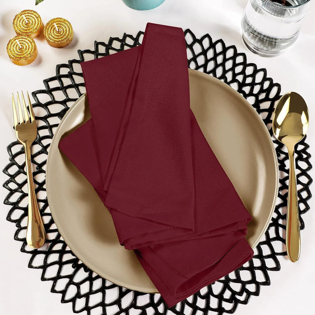 Pack, Burgundy Cotton Napkins Washable Event Restaurant, and Parties Cloth Hotel, 18x18 Reusable Weddings, and 18x18 for Blend Inch Table Kitchen Burgundy Dinner Lunch, [12 Napkins Utopia Inch]