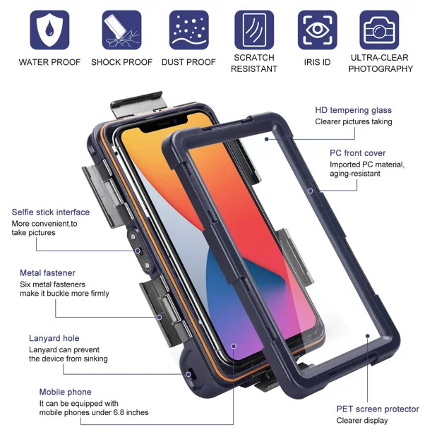 Eluga And Video Case Waterproof Swimming for LCD Phones Housing UrbanX Protective Panasonic Up Professional Underwater Lanyard Photo all Surfing Diving Snorkeling Inch to with Ray 6.9 [15m/50ft] 700