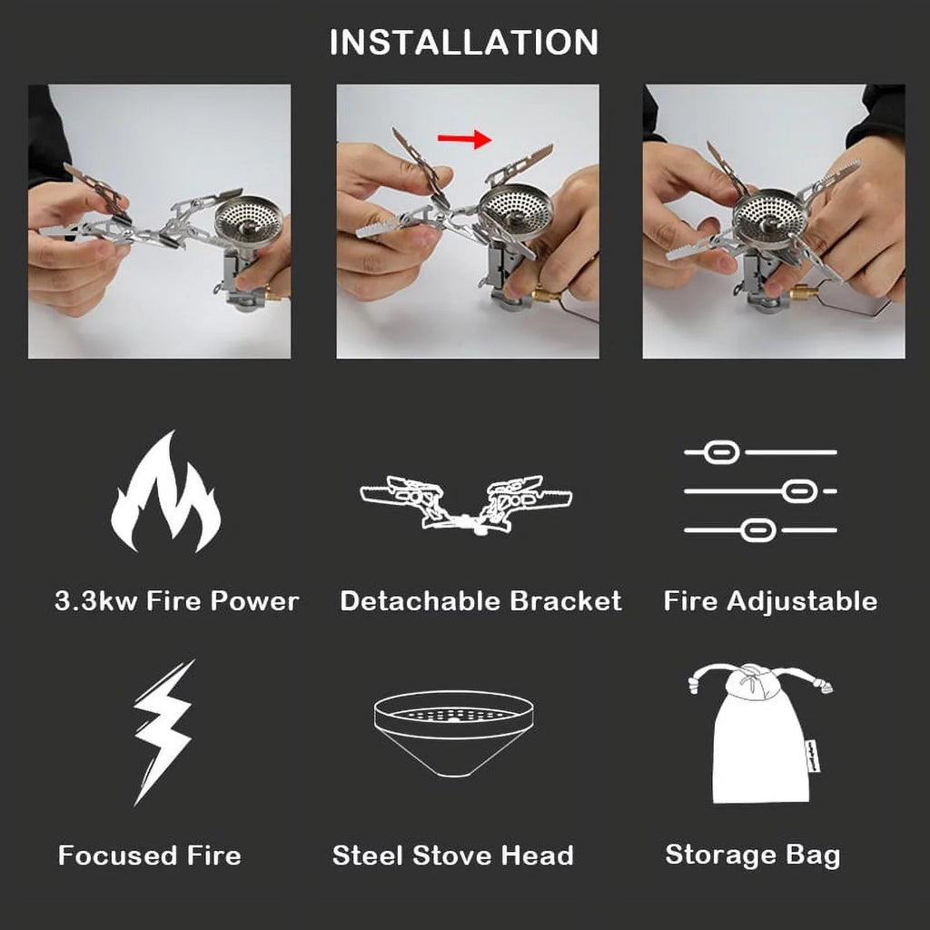 Gas Stove Split 3300W CAMPINGMOON Camping Stove Efficient Camping Stove Backpacking High