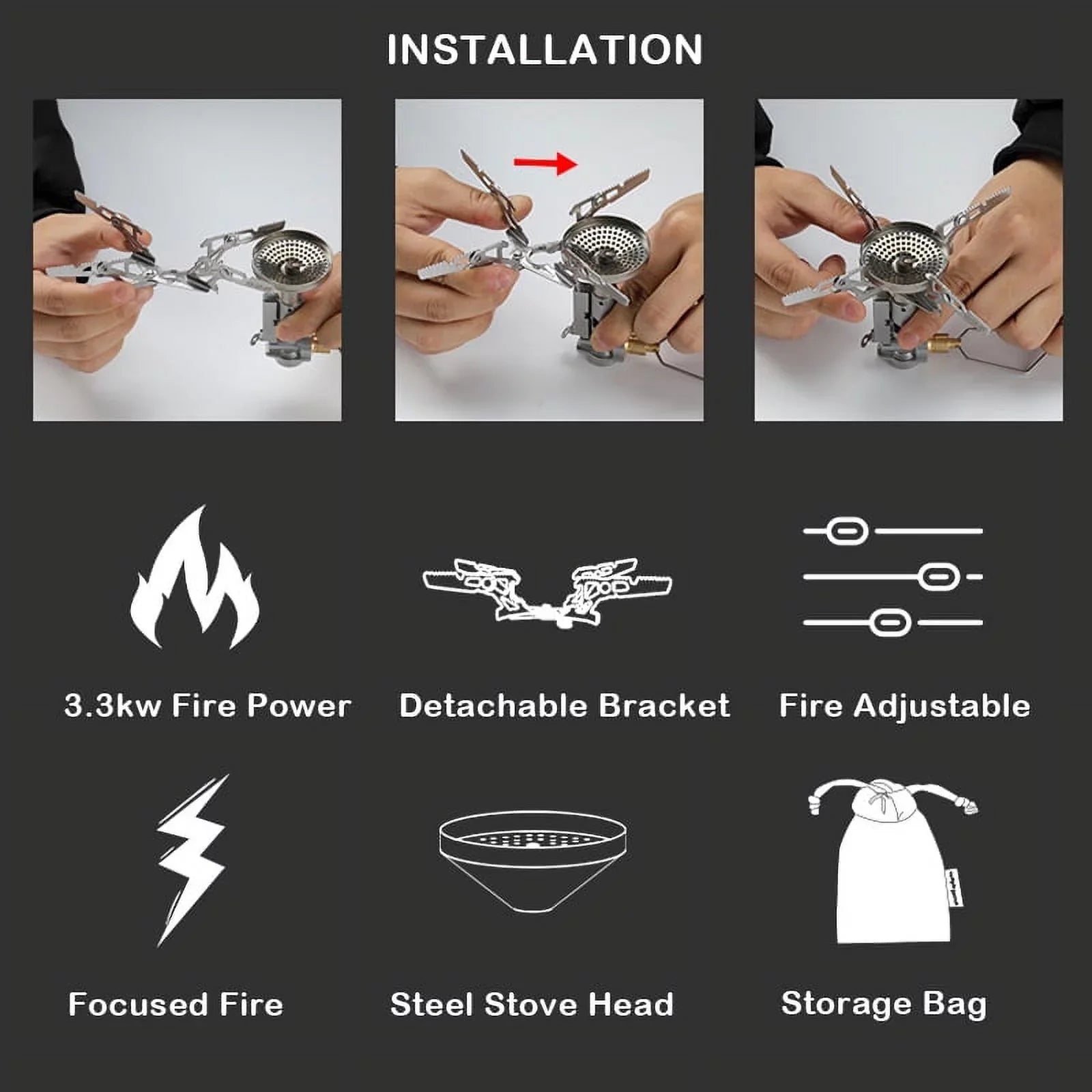 Gas Stove Split 3300W CAMPINGMOON Camping Stove Efficient Camping Stove Backpacking High