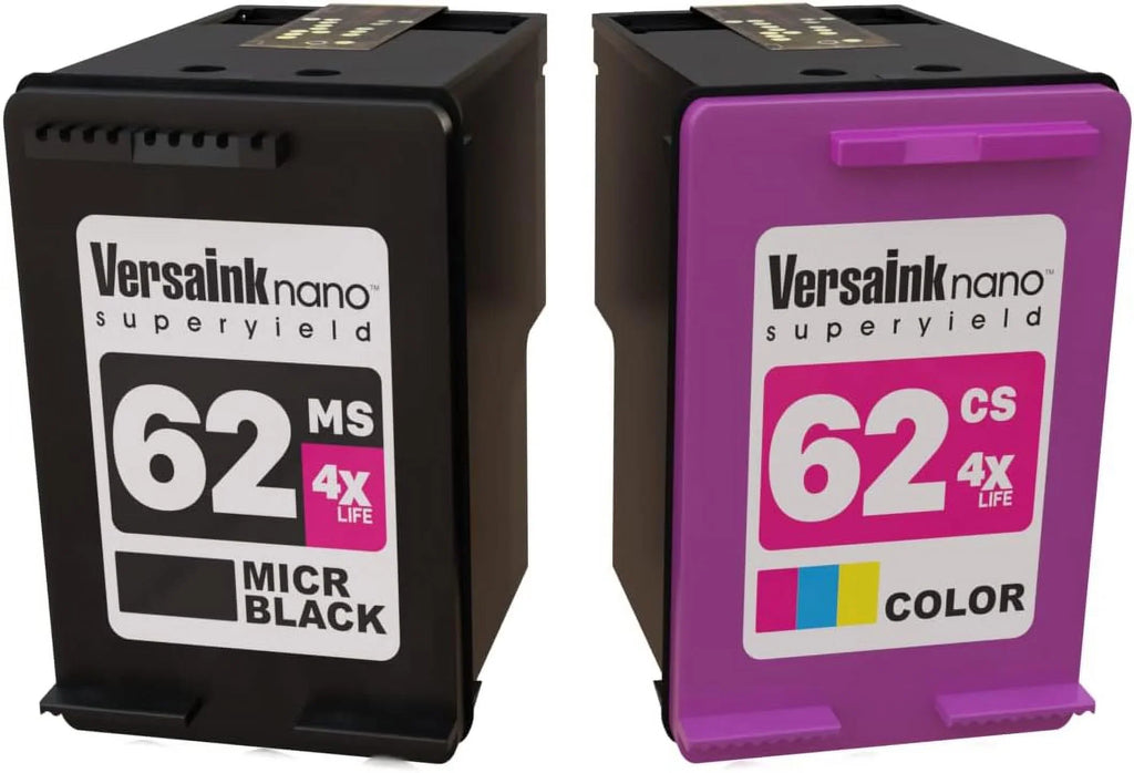 62CS Black(MICR) 62MS Color Cartridges HP Life - 4X VersaInk-nano
