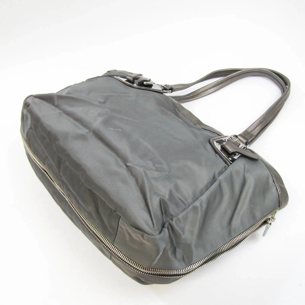 Tessuto,Leather Bag Pre-Owned Women's Prada Tote Bronze,Gray (Good) BR4007