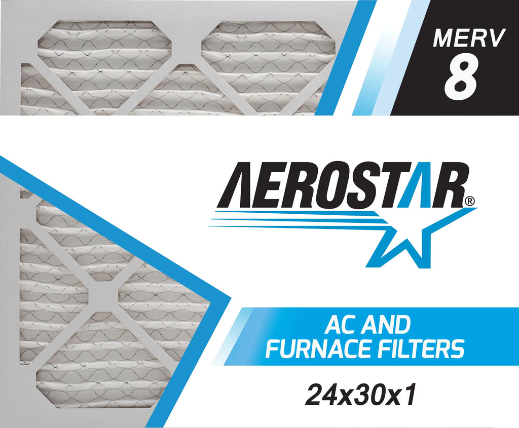 Aerostar Box Made MERV USA Filter, 24x30x1 Pleated in the Air 8, 24x30x1, 6, of