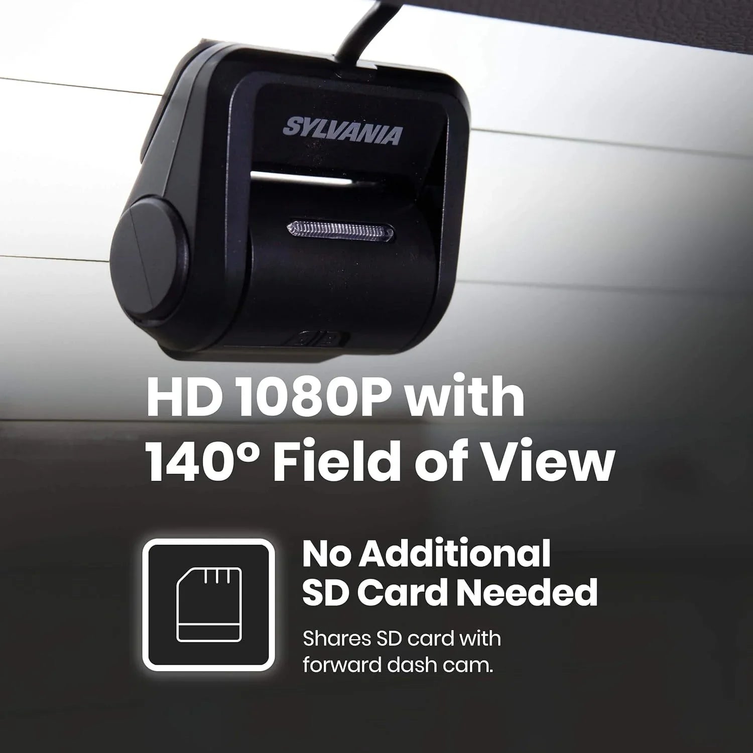 Rear Degree Camera 140 Wide Roadsight - SYLVANIA Mount, Adhesive HD with Roadsight 1080p, Dash Works - Pro Angle,