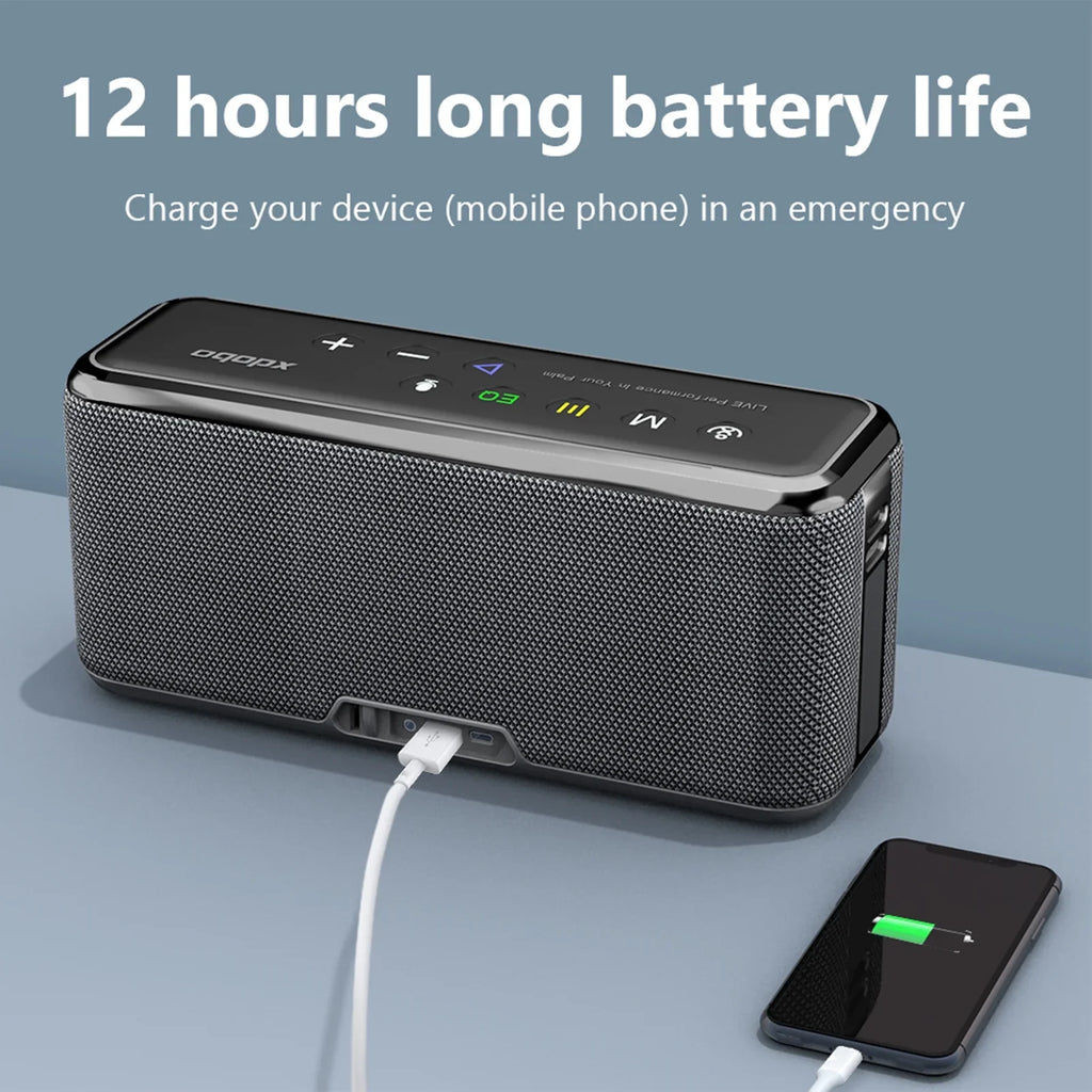 Features, MAX Technology TF X8 and Drive Waterproof Flash with - Speaker USB Sound, Portable HiFi Anself XDOBO Support, Long Speaker BT5.0 Portable Card Playtime Subwoofer Wireless IPX5 AUX