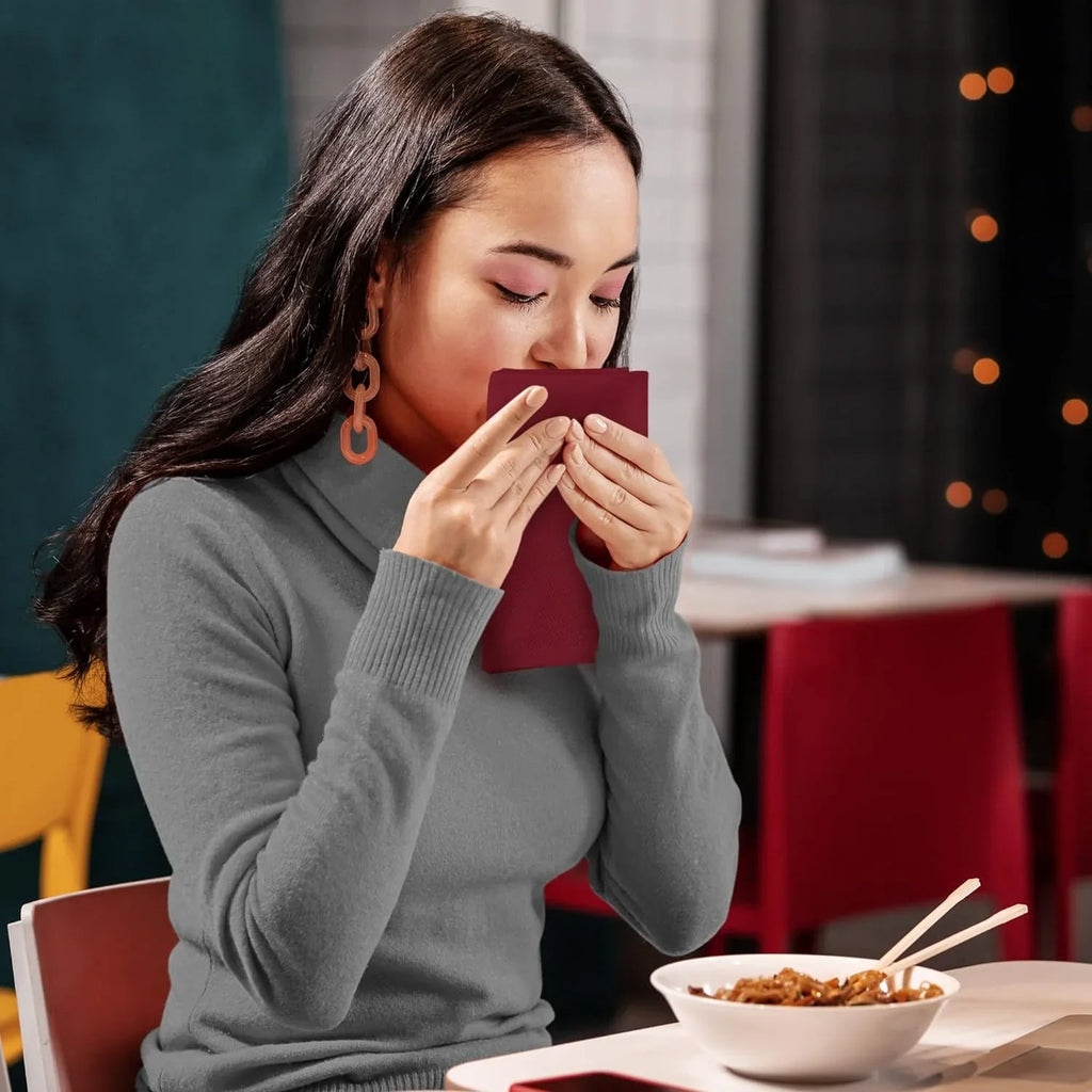 Pack, Burgundy Cotton Napkins Washable Event Restaurant, and Parties Cloth Hotel, 18x18 Reusable Weddings, and 18x18 for Blend Inch Table Kitchen Burgundy Dinner Lunch, [12 Napkins Utopia Inch]