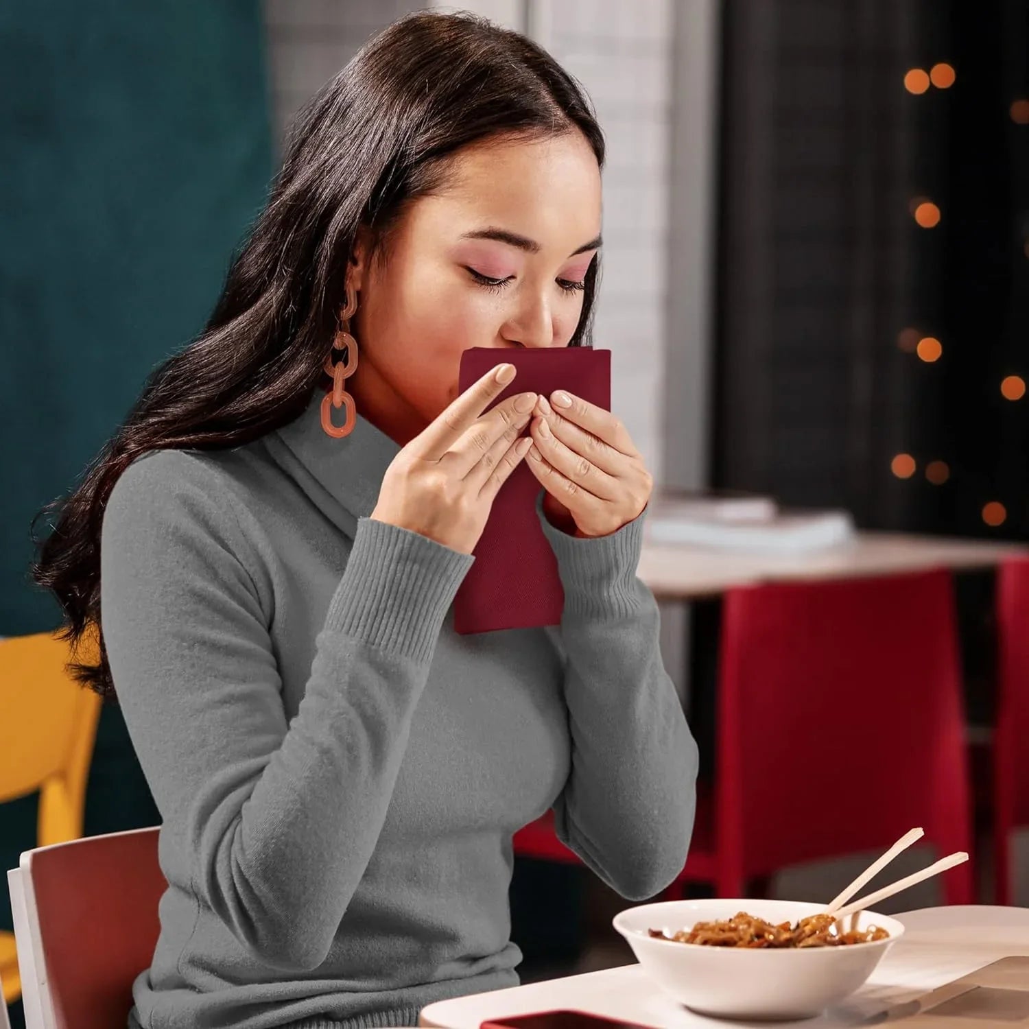 Pack, Burgundy Cotton Napkins Washable Event Restaurant, and Parties Cloth Hotel, 18x18 Reusable Weddings, and 18x18 for Blend Inch Table Kitchen Burgundy Dinner Lunch, [12 Napkins Utopia Inch]