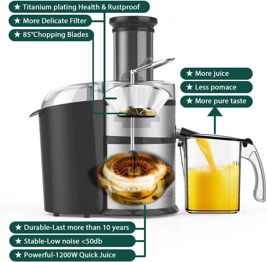 Function Fruits 3" Juicer with and Wide Extractors Chute Juicer, for Pulse Vegetables,Black Machine Centrifugal