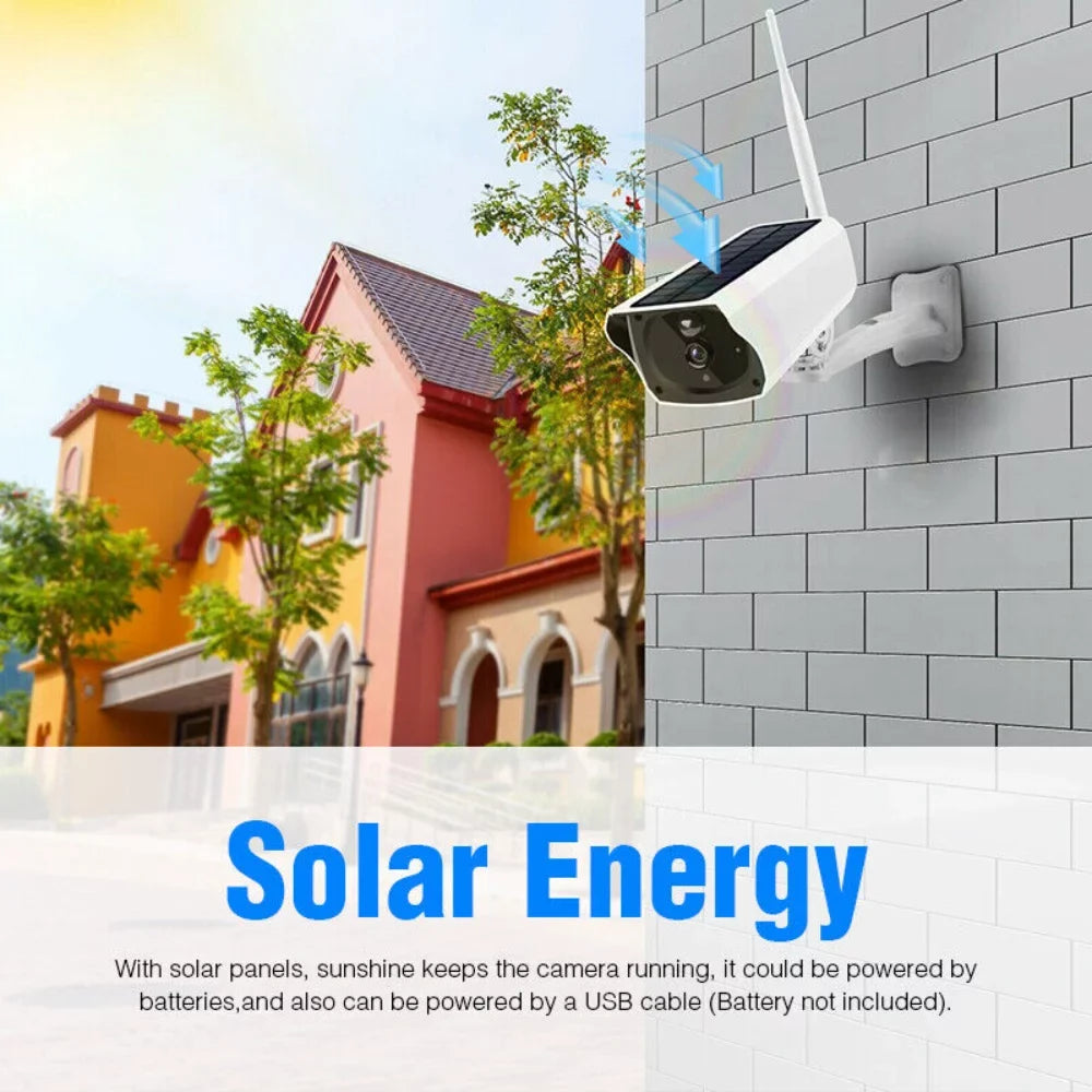 Powered Outdoor Detection, Surveillance Rechargeable Video Waterproof, IP Camera, Energy WiFi Powered, Motion Camera Cameras, Solar Wireless Security Battery 1080P