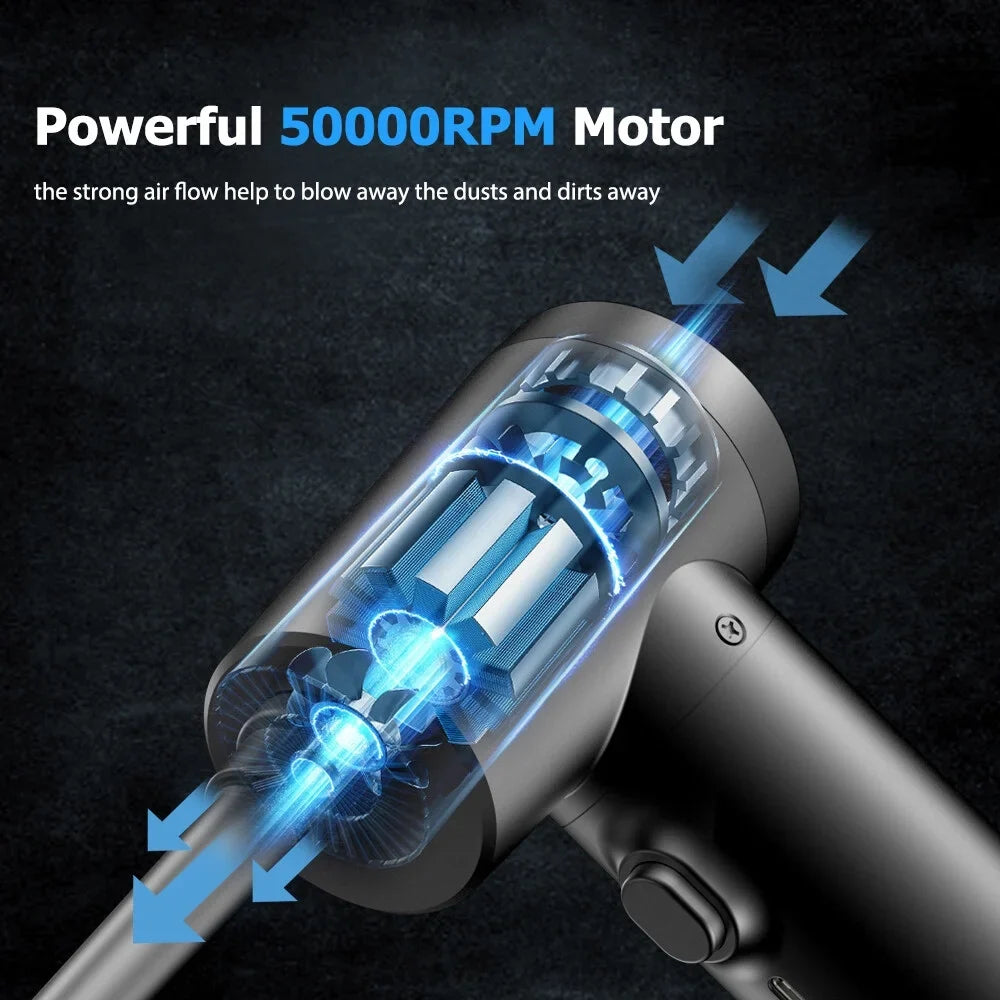 Air Duster Rechargeable LED Light Inflatable Blowing 100W Device Dust Cleaner 2-in-1 Multifunctional 50000RPM with Pump Dust Dust Cordless Pump Blower Air Powerful Air for Dust & Remover Electric