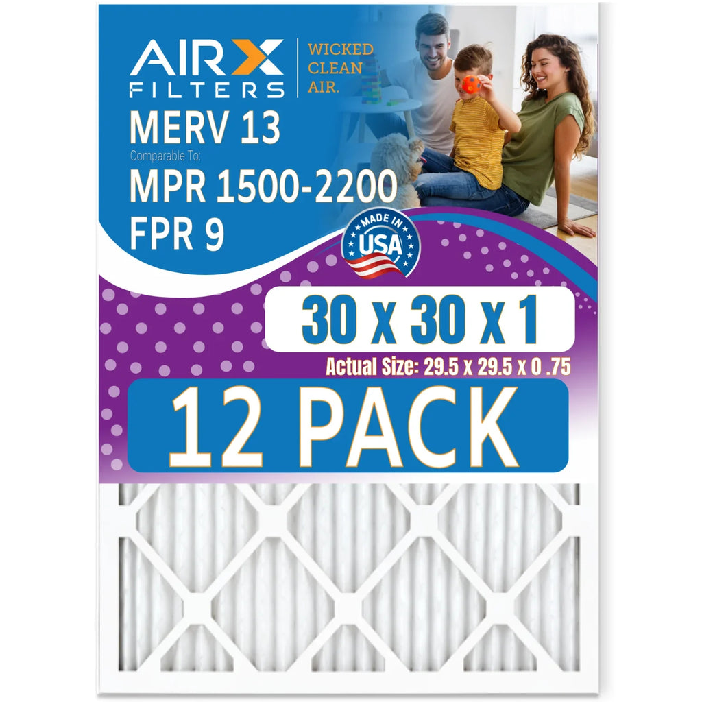 Air - 12 Made in AIRX Furnace 9 - USA Rating, Filter 30x30x1 AIR. 1500 of 13 Comparable CLEAN by MERV FPR Pack MPR FILTERS Filters to & WICKED 2200