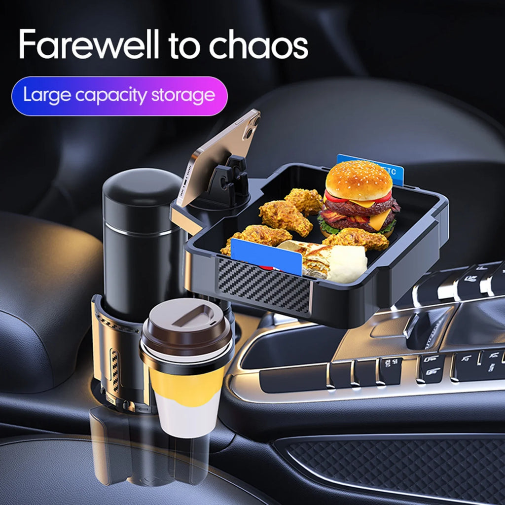 for Car Multifunctional Storage Holder Rack, 4IN1 Phones, and Tray Cup Versatile Dual Tray Holder Cup Snack Drinks moobody Expander