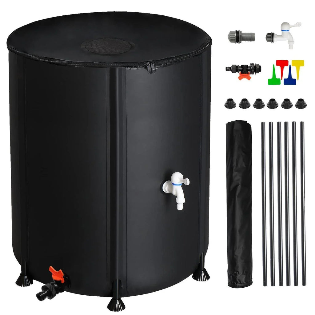 Collector Barrel Tank 50 Spigot Water Rain with Filter Black Portable Gallon