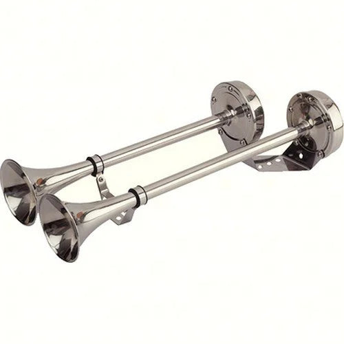 SeaDog Dual Maxblast Trumpet and Molded Motor Horn, 10A 431520 Stainless 123 Housing 12V DB 18-1/4"