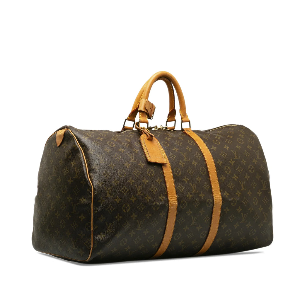 (Fair) Unisex Authenticated Louis Pre-Owned Bag Vuitton Keepall Travel Monogram Canvas Brown 55 WeekenderBag
