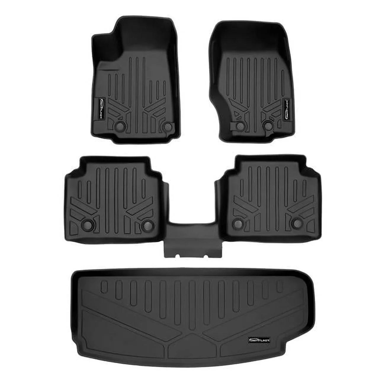 Black Cargo Mat L, & Weather Row 2021-2023 for Liner Custom Row 3rd Grand Fit Jeep Cherokee the Liner Behind 2 SA0568-B0569-E0568 Floor All Black Set