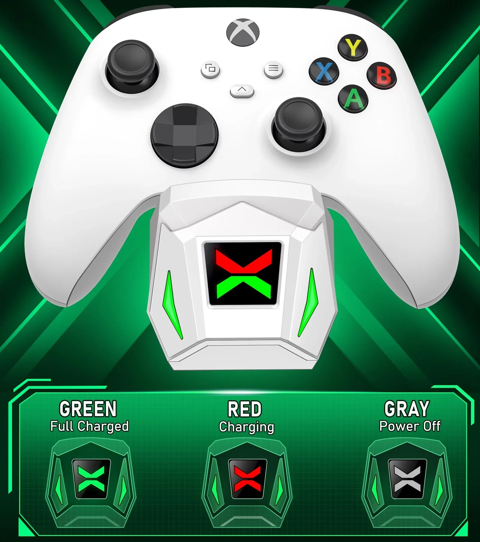 Xbox for Xbox X|S Station Dock Charger,Xbox Accessories-White Rechargeable Packs Controller with Controller Charging Battery One/Series 2x2550mAh