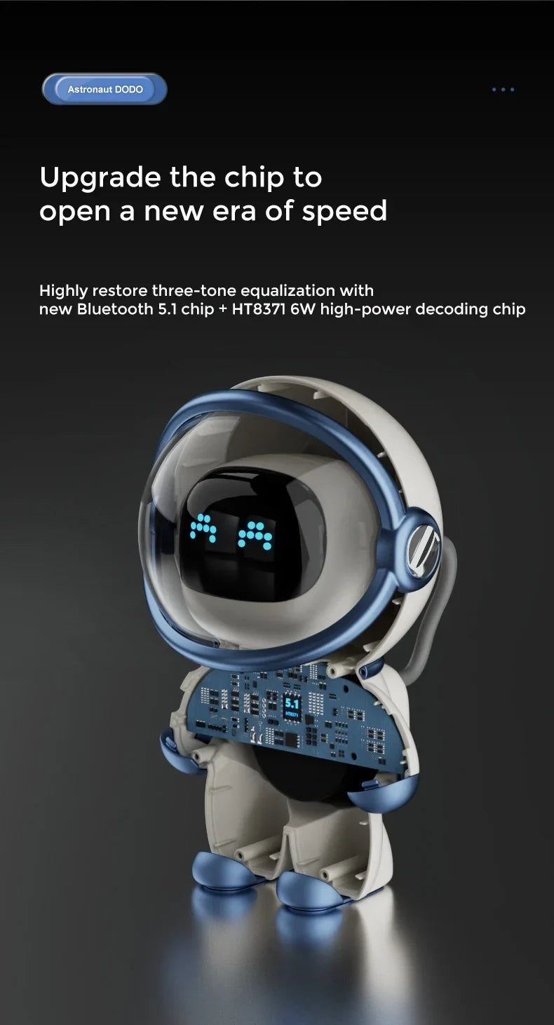 Card TF Smart Clock, Light with Astronaut-Shaped Alarm, Speaker and Bluetooth Sleep Support FM Night Radio,