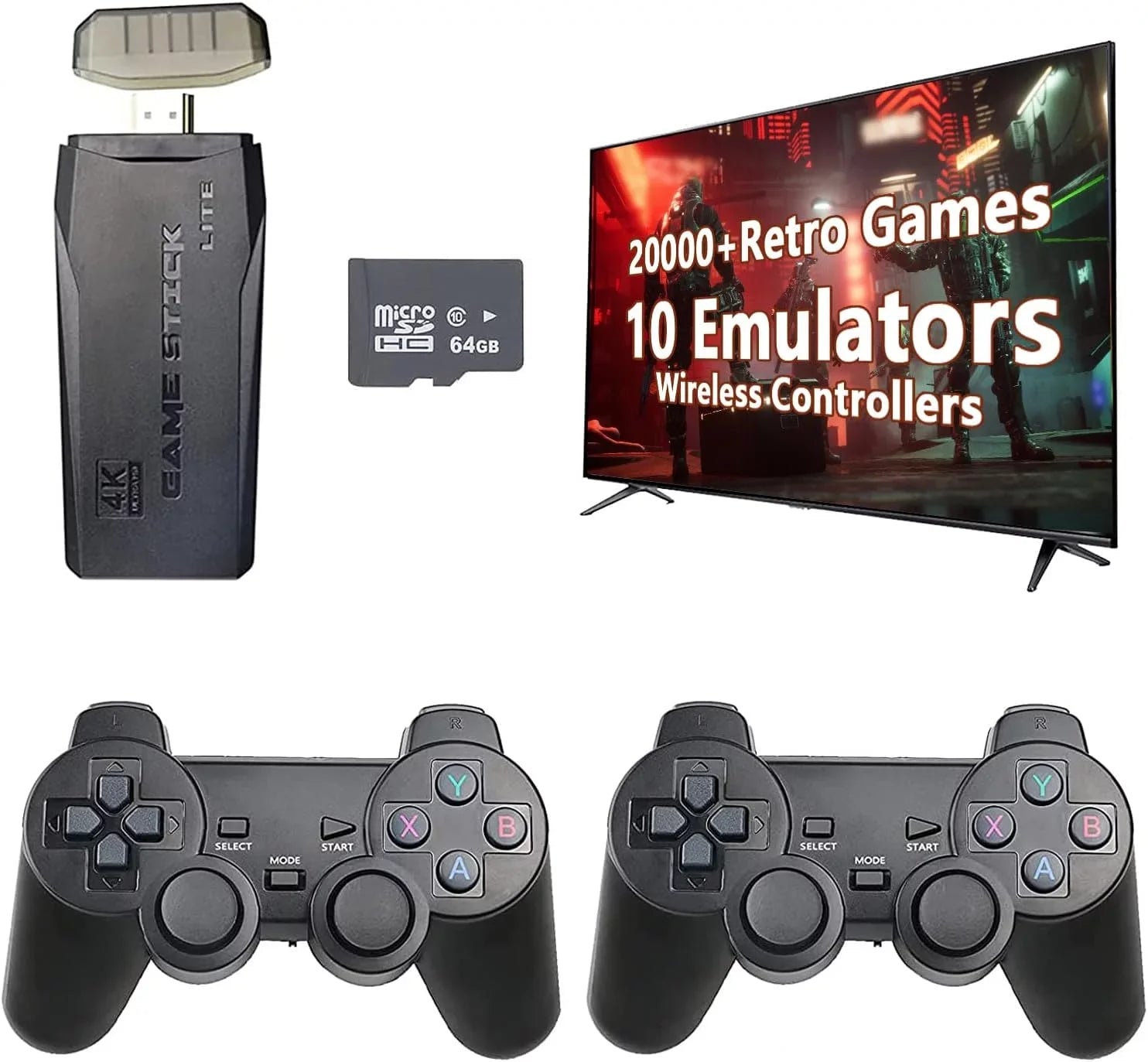Emulators, Plug - Controller Classic 2.4GHz Retro Play(64G) and Wireless TV Output, Retro and Game 20,000+ for Stick with Games, Built-in Game 4K Games HD Console 9 Revisit