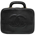 Handbag Vanity Pre-Owned Black Stitch Gold GP (Good) 4th Cocomark Bag A07061 Skin Caviar Chanel CHANEL Leather