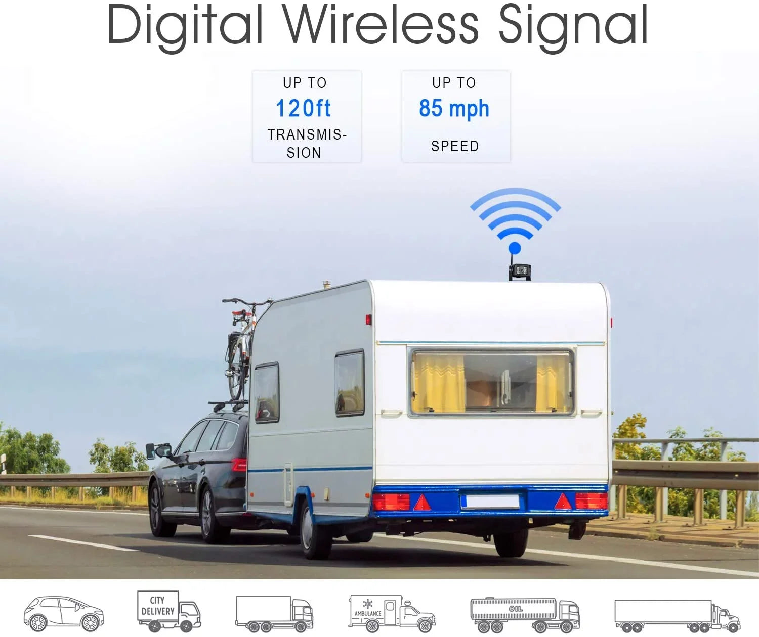 DVR IP69K Split 7'' ZEROXCLUB Camera Truck/RV/Trailer/Bus-B701 1080P for Backup Touch Waterproof HD Monitor Wireless Night Vision