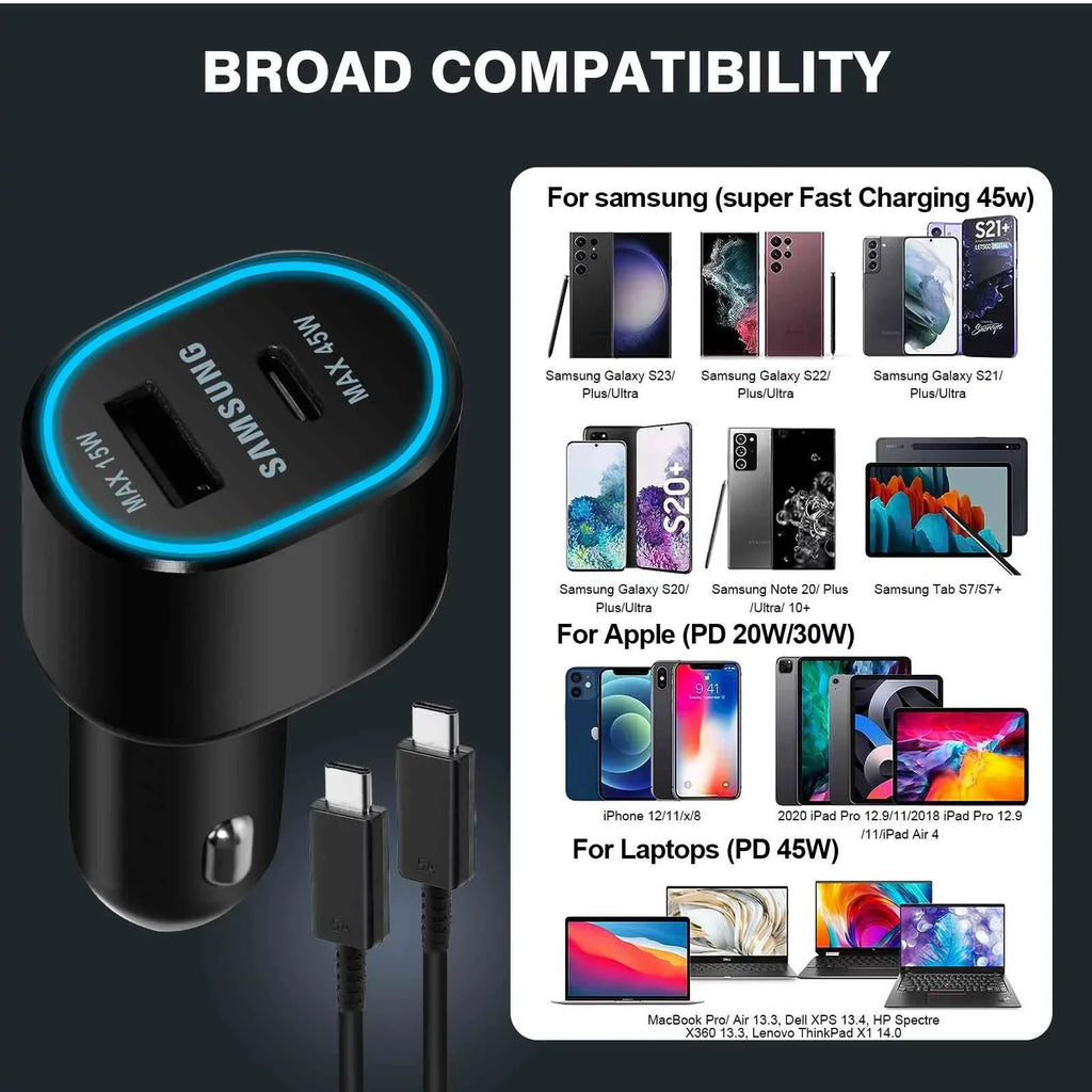 Lenovo Y700 Two (45W+15W) Ports EP-L5300 Legion (2023) Usb Charger for Fast Dual Super Black Car