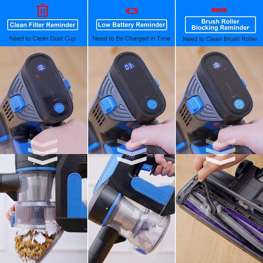Vacuum 50mins Cleaner TASVAC Cordless to Stick Hair for Floor Up Vacuum Carpet Lightweight Runtime Pet 6-in-1 Cleaner 28kPa