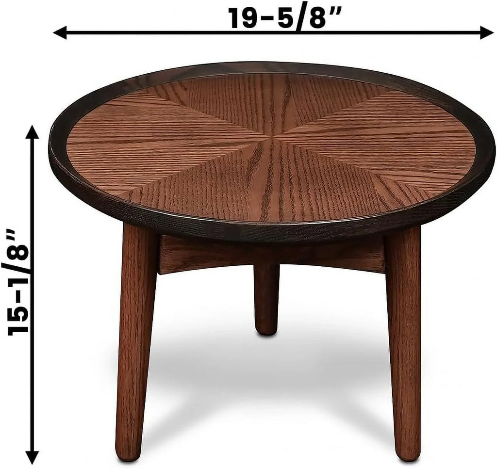Bedroom, Room, & Coffee - Balcony Wood Table, Table with Standard for Oak Round Solid Side Living Solid Structure Hardwood Feet Table CONSDAN Nesting