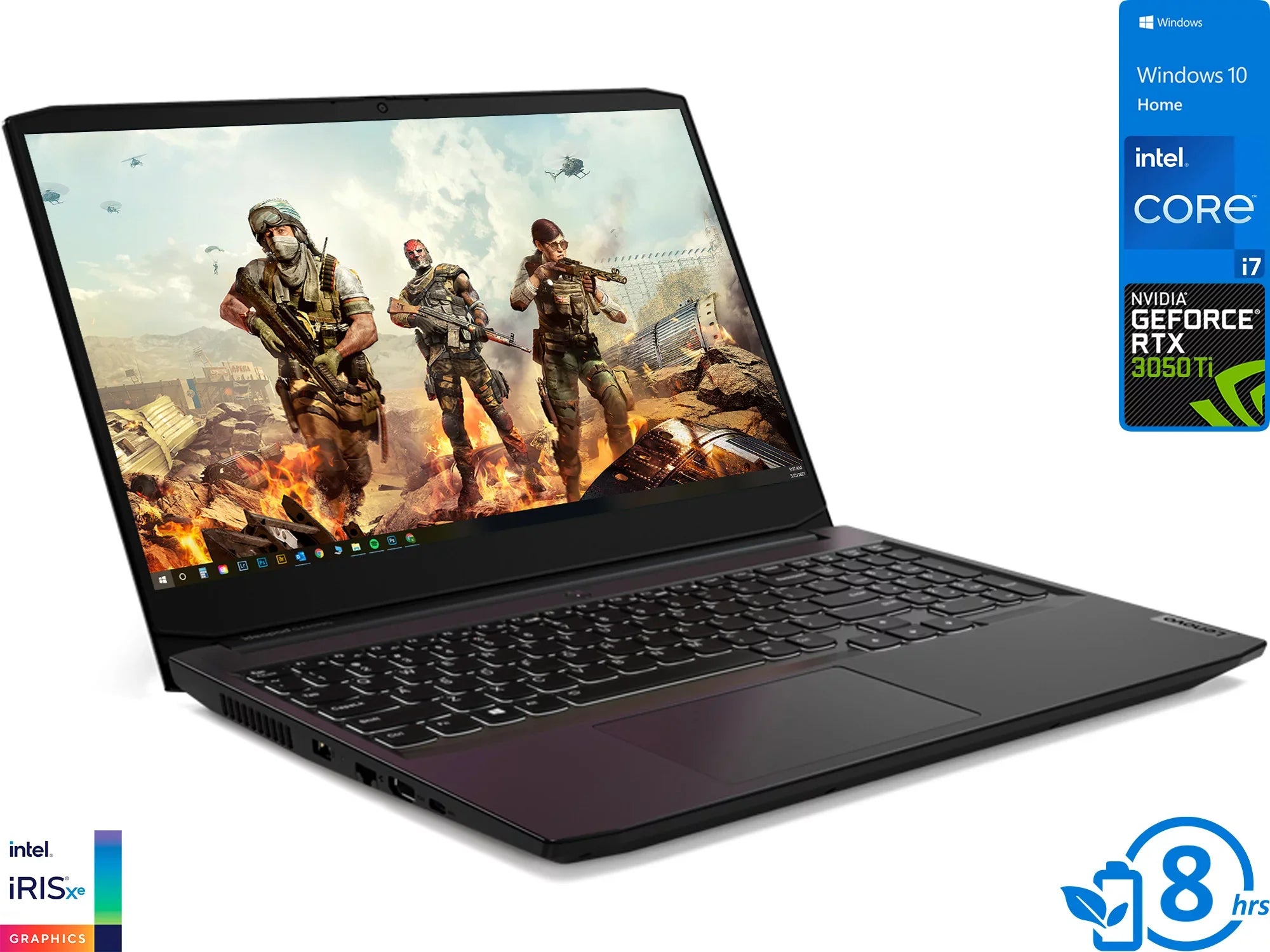 RAM, 3i + NVIDIA Gaming 120Hz Upto (82K10003US) GeForce 3050 10 RTX 8GB IdeaPad 256GB Windows 4.8GHz, i7-11370H Home Ti, Laptop, HDD, 1TB HDMI, NVMe Core Display, Intel FHD 15.6" SSD Lenovo