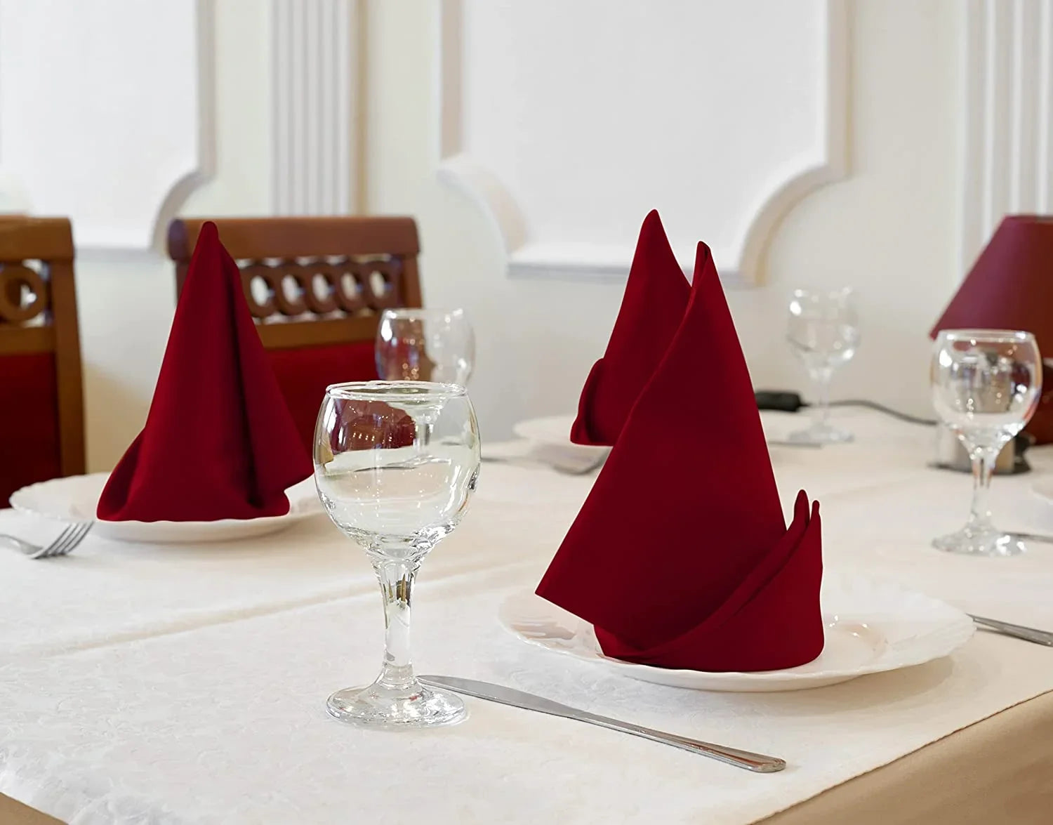 Pack, Burgundy Cotton Napkins Washable Event Restaurant, and Parties Cloth Hotel, 18x18 Reusable Weddings, and 18x18 for Blend Inch Table Kitchen Burgundy Dinner Lunch, [12 Napkins Utopia Inch]