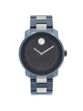 Steel Plated Movado Blue Quartz Bold Ion 3600422 Stainless Watch 42.5mm Mens