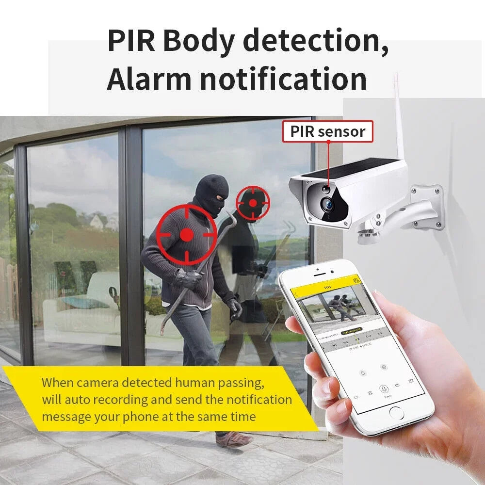Powered Outdoor Detection, Surveillance Rechargeable Video Waterproof, IP Camera, Energy WiFi Powered, Motion Camera Cameras, Solar Wireless Security Battery 1080P