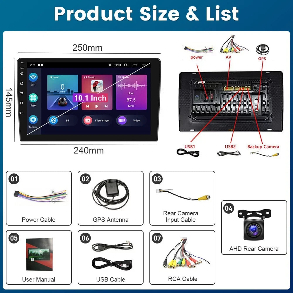 for 10'' Hifi 2+32G FM Android 2005-2010 USB Backup Android Screen Odyssey Link Touch Car Stereo WIFI Honda 12 Podofo Radio Mirror Camera Cable,AHD Bluetooth Wireless Carplay Auto GPS