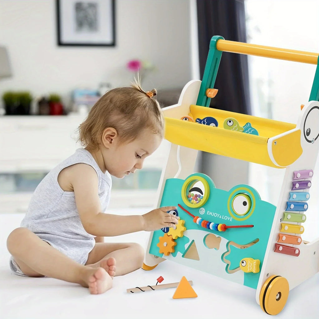 Sorter Multiple Toddler with Fishing Sit-to-Stand Learning Infants for Baby Shape Xylophone Boys Center Entertainment Toy Baby Along Girls Kids Activity Walker Trolley Push Walker Wooden Push