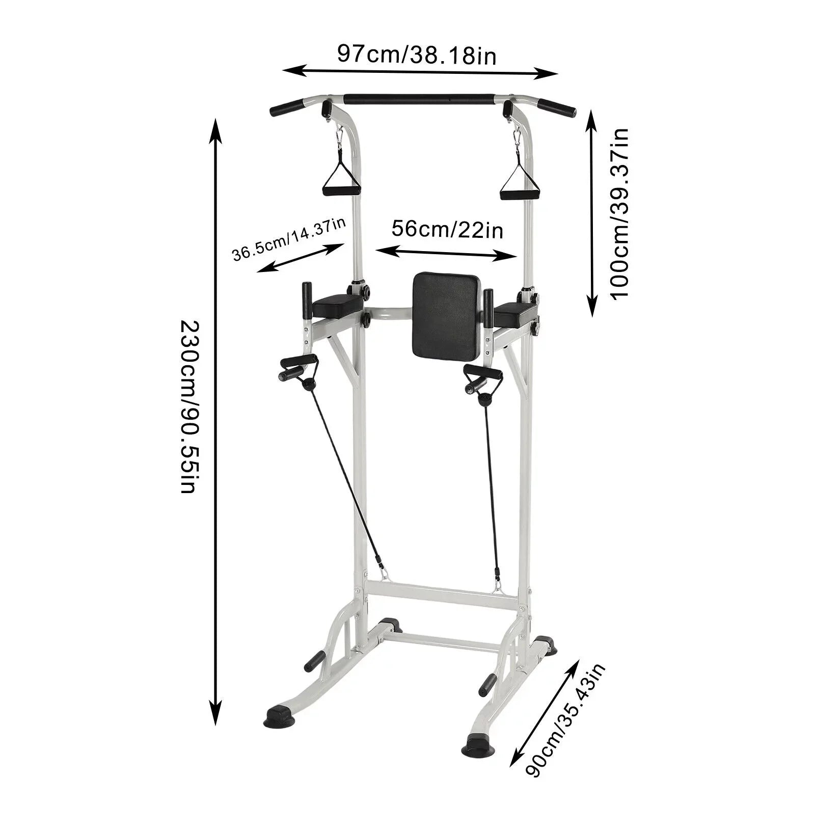 Black Power Pull Gym Chin Home Push Up Tower Adjustable Power Bar Tower Station Gym Home Dip Height