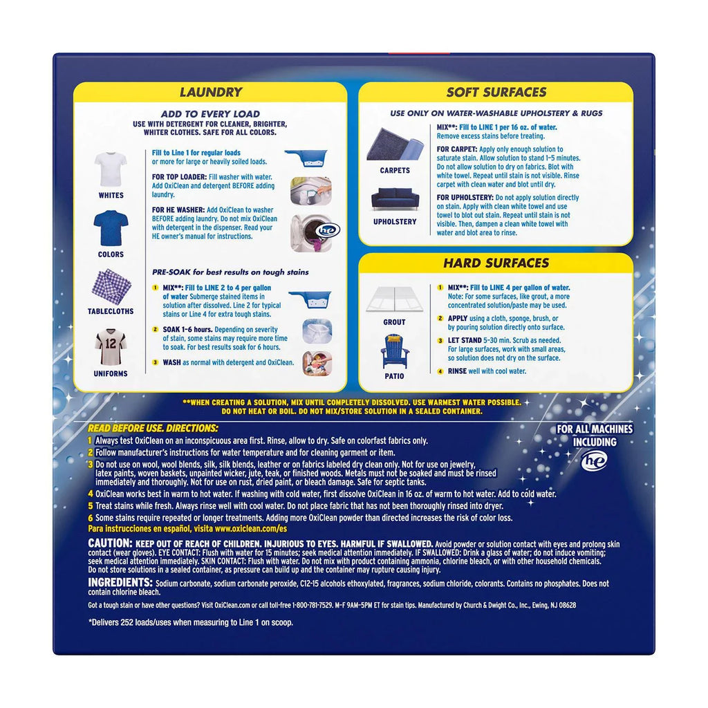 Remover, 252 Stain OxiClean Max Loads Efficiency