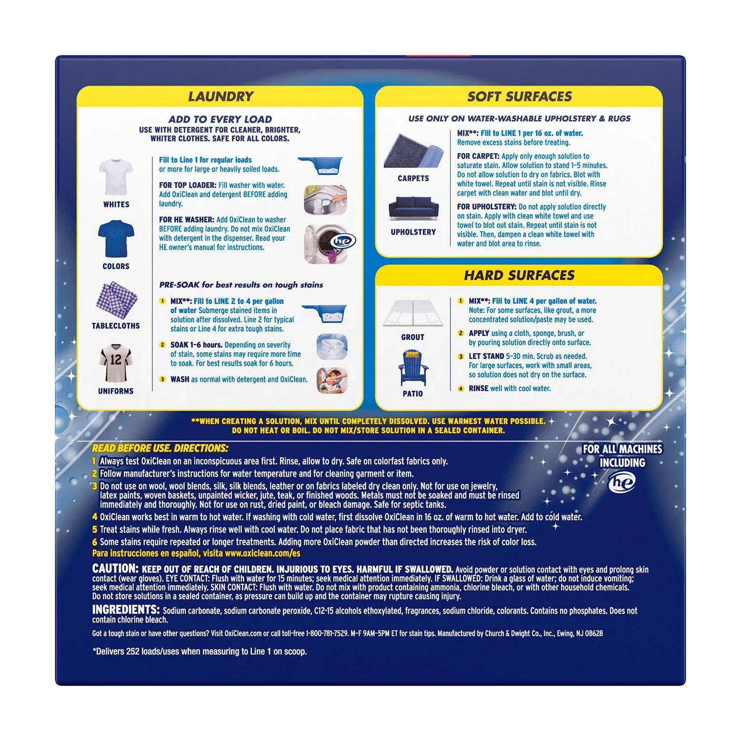 Remover, 252 Stain OxiClean Max Loads Efficiency