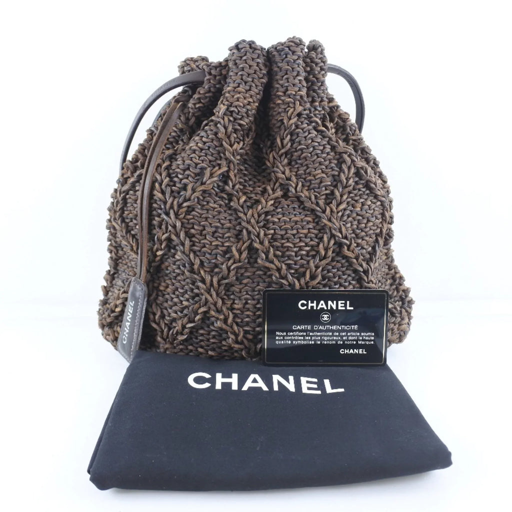 Leather Shoulder Bag Brown Chanel Pre-Owned (Good) Braided Mesh Women's