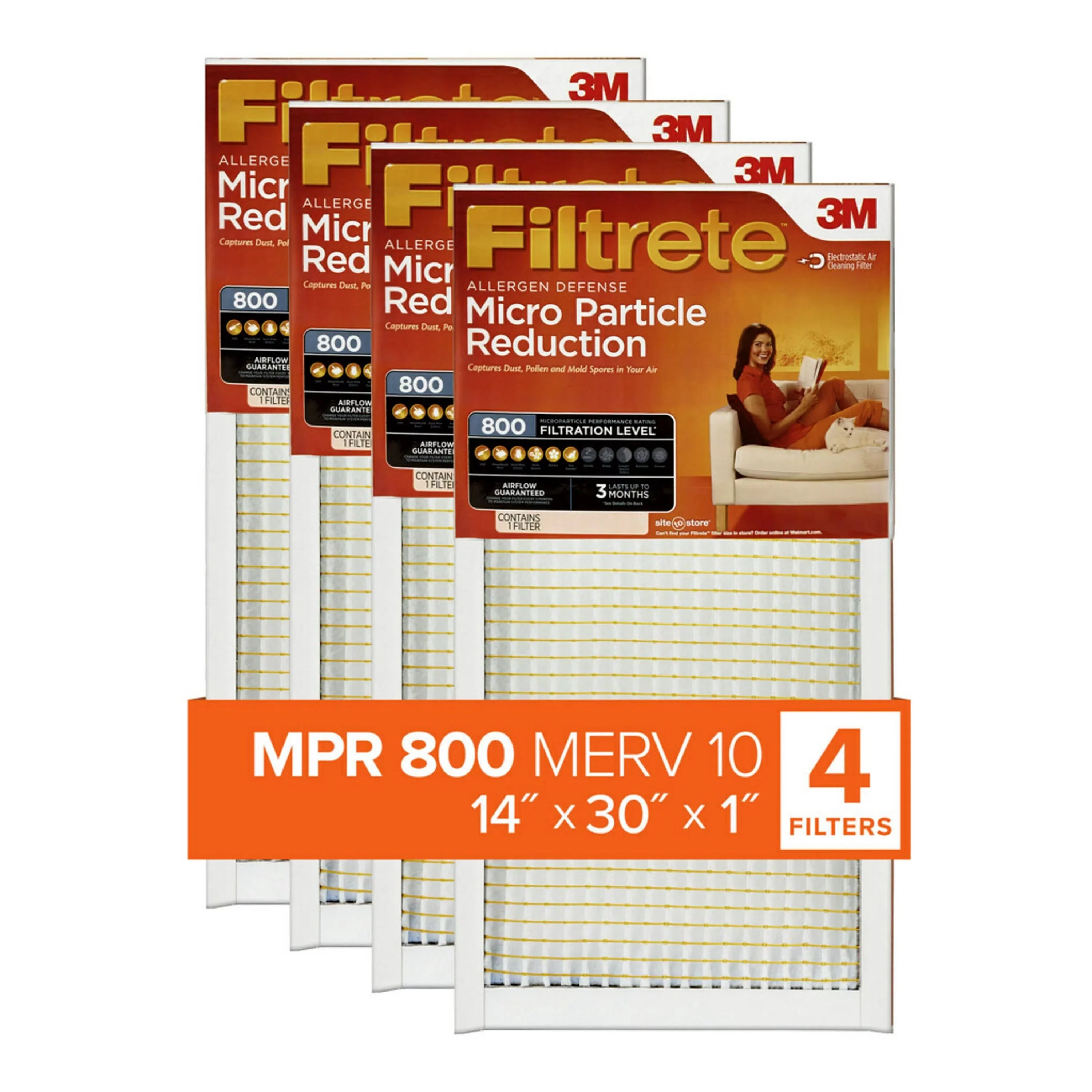 Reduction, MERV Filter, 10, Particle MPR 4 Filtrete Micro Filters 14x30x1 800 Air