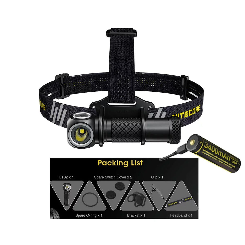 Headlamp XP-L and USB Emitter Battery Cable V6 Value USB NL1834R Rechargeable White) (3000K, 1xFree Cool Dual White) ECO-SENSA V6 (5700K, - 1xNitecore UT32 Bundle: XP-L2 Nitecore with Warm -