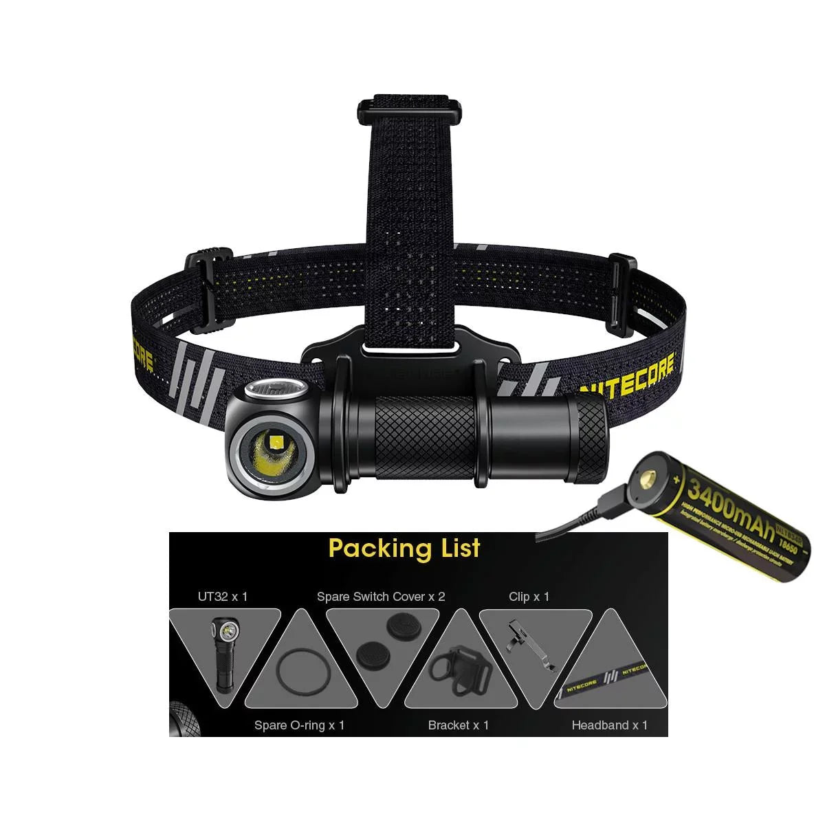 Headlamp XP-L and USB Emitter Battery Cable V6 Value USB NL1834R Rechargeable White) (3000K, 1xFree Cool Dual White) ECO-SENSA V6 (5700K, - 1xNitecore UT32 Bundle: XP-L2 Nitecore with Warm -