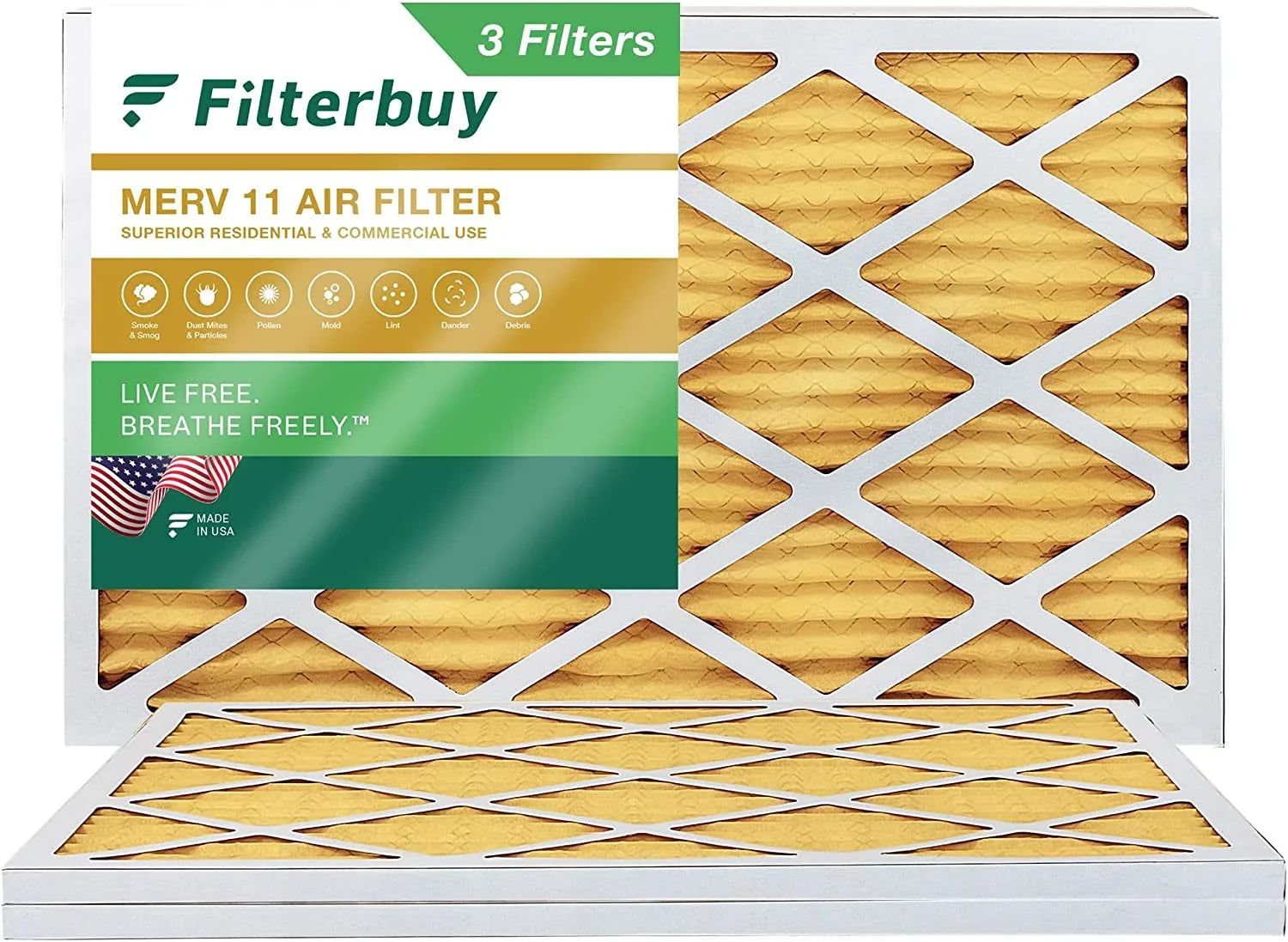 MERV Furnace (3-Pack) Filters Pleated 14x24x1 AC HVAC Air Filterbuy 11