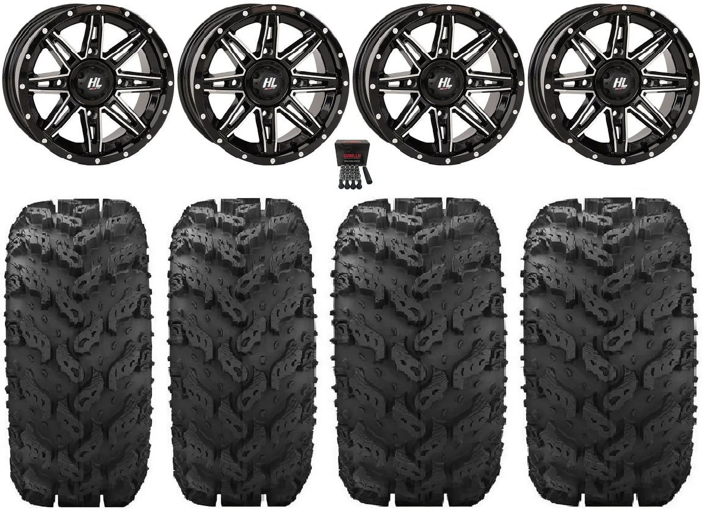 Wheels Kawasaki 14" HL22 Machined Reptile Lifter Tires 26" High Teryx Mule
