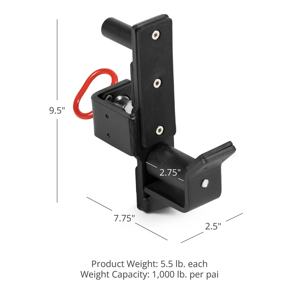 J-Hooks, Tubular Steel Capacity, Style Roller LB Series Fitness UHMW Plastic, J-Hook Titan 2” 2,000 Rack Fits 2” T-2 Mounted, x