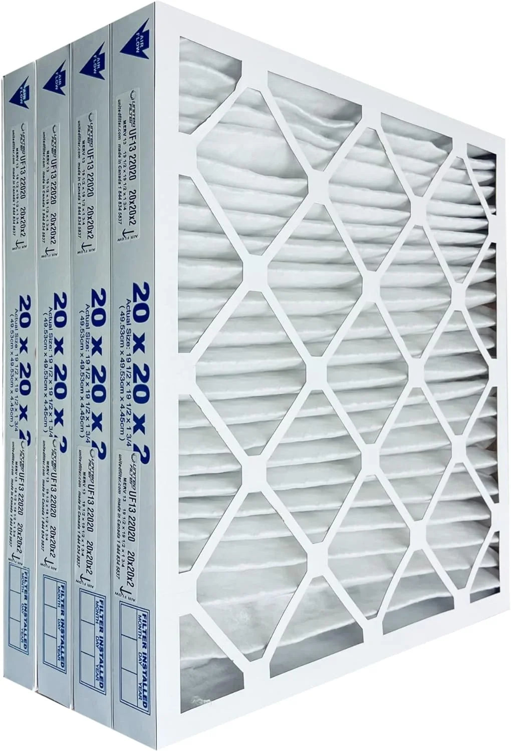 '- MERV Smoke Filters 4)- & Filters Bacteria Furnace 20x20x2 13 Purify Air Removes Mold, & Home HVAC Pollen, (Case Air Filter Filters Office - Replacement for United of Air,